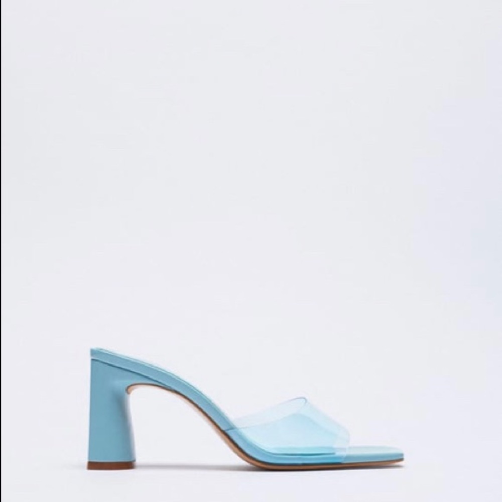 Zara wide heeled vinyl sandals - BNWT
